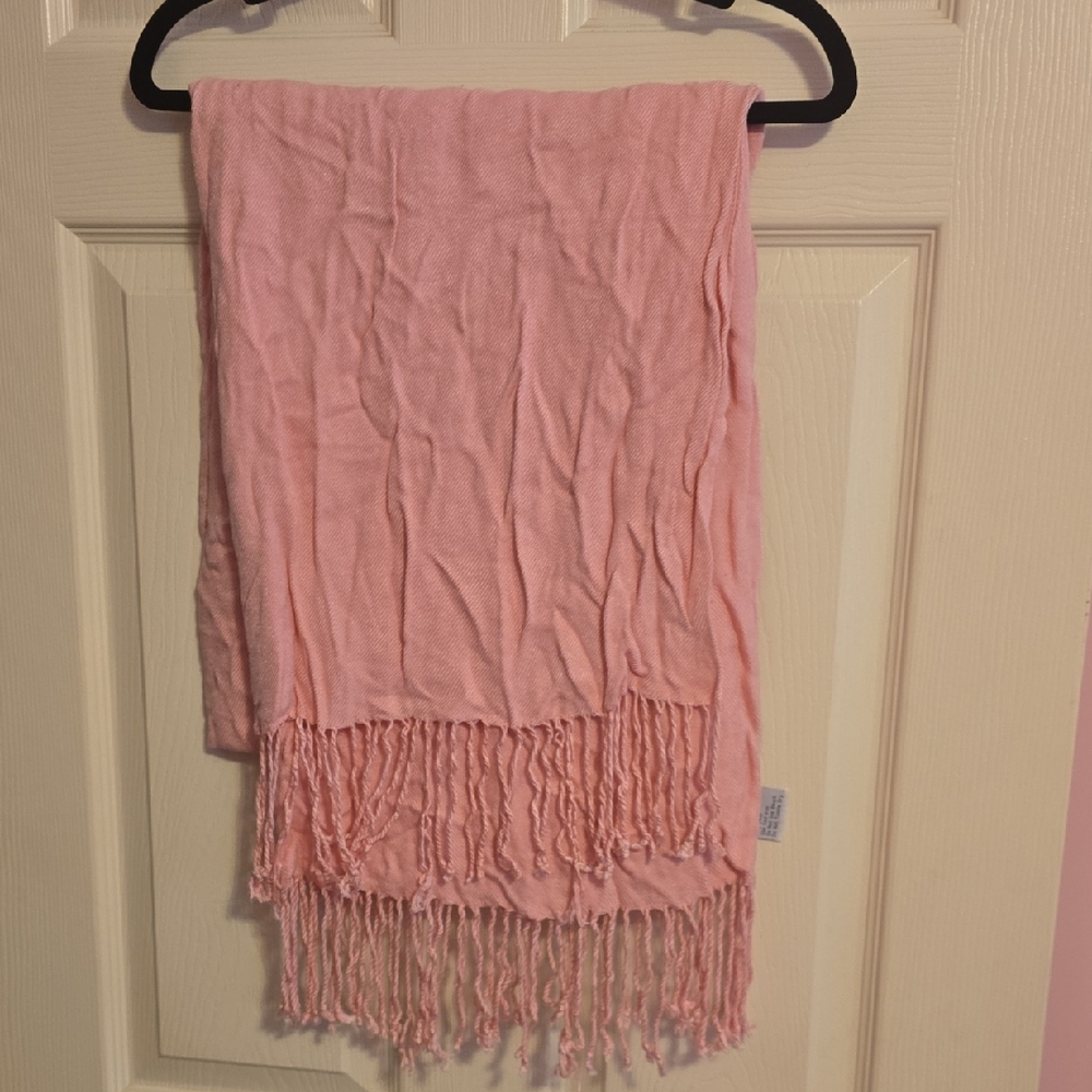 Pink Fringed Scarf‎